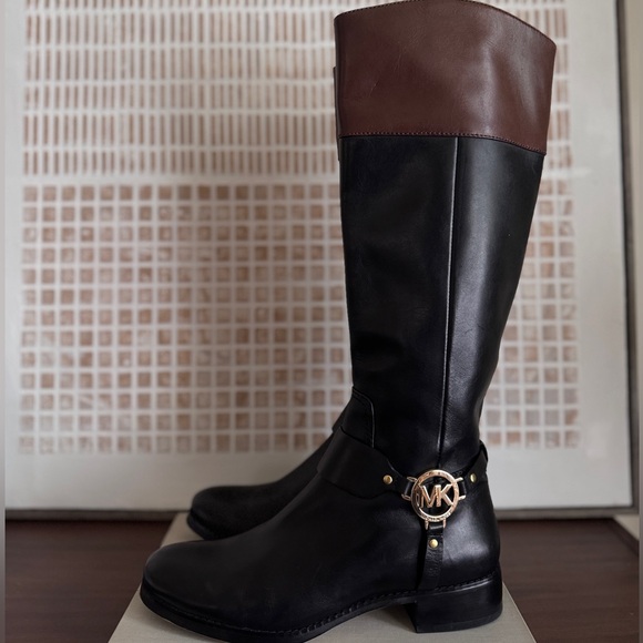 Michael Kors Black and Brown Riding Boots - Picture 1 of 10